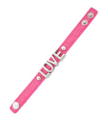 BCBGeneration™ Pink Canvas and Silvertone Love Affirmation Bracelet