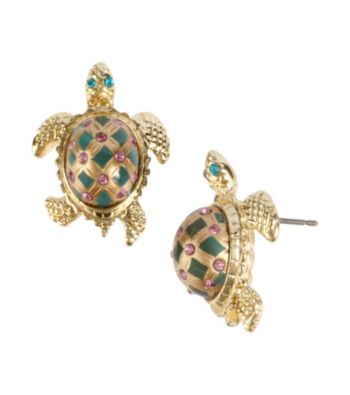 Betsey Johnson® Green/Goldtone Turtle Stud Earrings