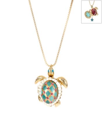 Betsey Johnson® Green Turtle Pendant Long Necklace