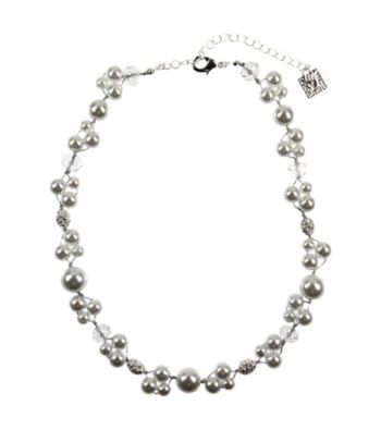 Anne Klein® Silvertone and Pearl Collar Necklace