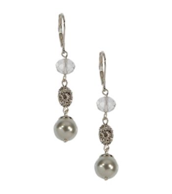Anne Klein® Silvertone and Pearl Drop Earrings