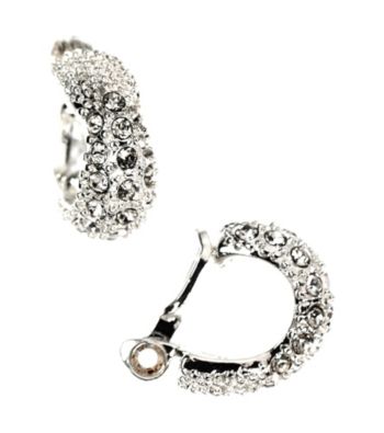 Anne Klein® Silvertone and Crystal Clip Earrings