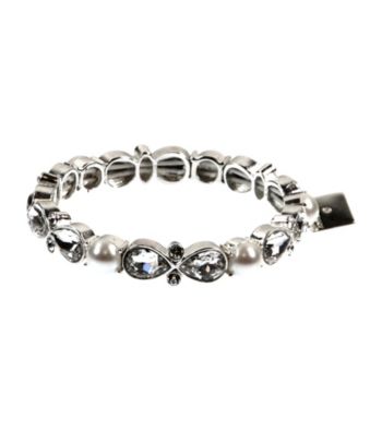 Anne Klein® Silvertone and Crystal Stretch Bracelet