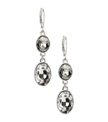 Anne Klein® Silvertone and Crystal Drop Earrings
