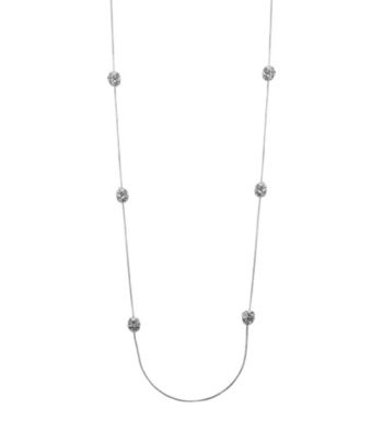 Anne Klein® Long Silvertone and Topaz Illusion Necklace