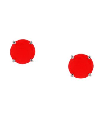 Jessica Simpson Tropic Nights Silvertone and Orange Stud Earrings
