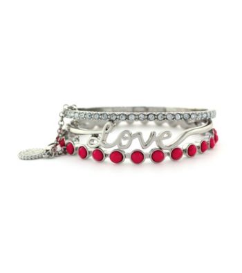 Jessica Simpson Colorwheel Silvertone Love Bangle Set