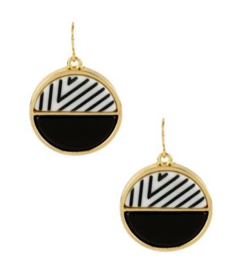 Kenneth Cole® Black Multi Striped Circle Drop Earrings