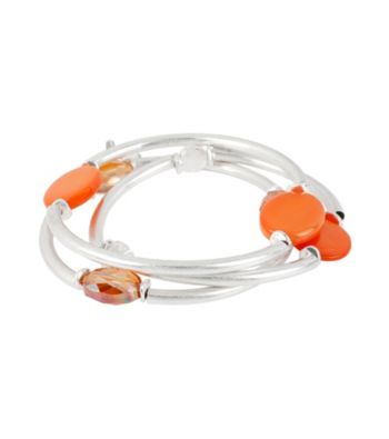 Kenneth Cole® Coral Shell Circle and Silvertone Stretch Bracelet Set