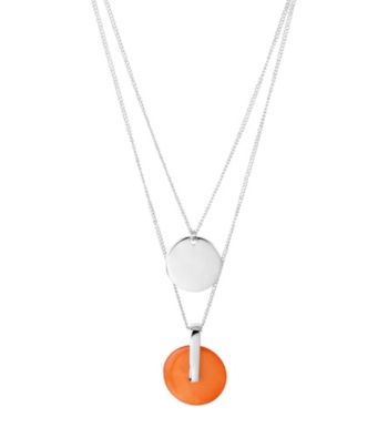 Kenneth Cole® Coral Shell and Silvertone Circle Duo Pendant Necklace