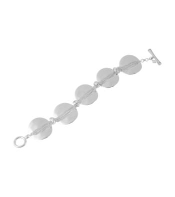 Kenneth Cole® Shiny Silvertone Circle and Chain Toggle Bracelet