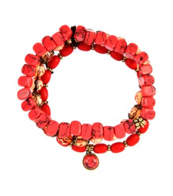 Nine West Vintage America Collection® Set of Three Coral Stretch Bracelets