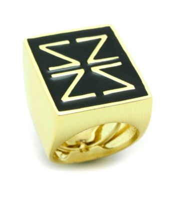 Jill Zarin Black Enamel with 14K Gold Plating Logo Ring