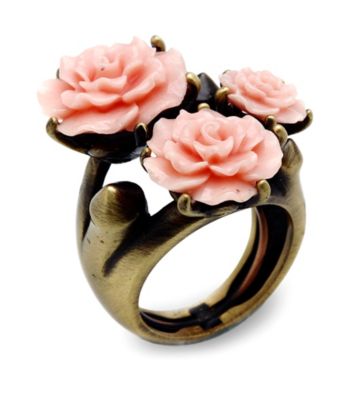 Jill Zarin Pink Resin Triple Rose Ring