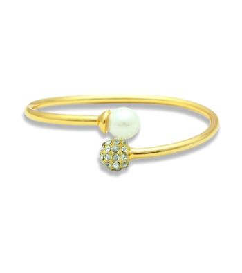 Jill Zarin Bangle Bracelet with Pearl and Crystal Accents