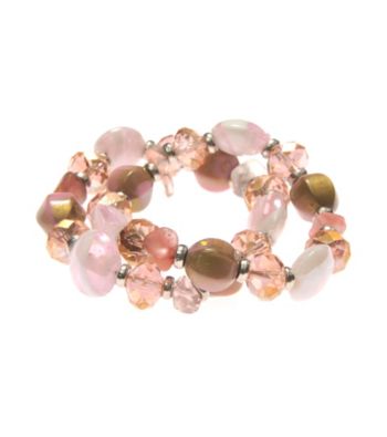 L&J Accessories Two Pink Shell Murano Stretch Bracelets