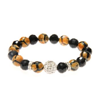 L&J Accessories Pave Fireball Glass Animal Print Agate Bracelet