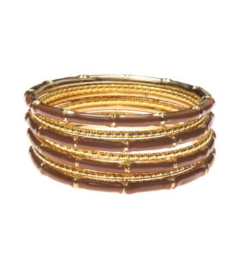 L&J Accessories Seven Row Brown Epoxy Bangles