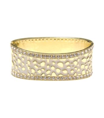 L&J Accessories White Enamel Crystal Inlay Bangle