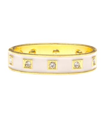 L&J Accessories White Enamel Crystal Bangle