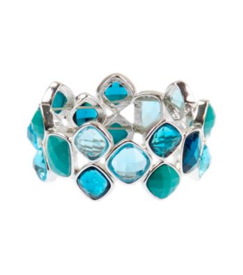 Napier® Silvertone and Blue Multi Colored Stretch Bracelet