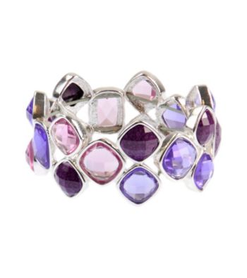 Napier® Silvertone and Purple Multi Colored Stretch Bracelet