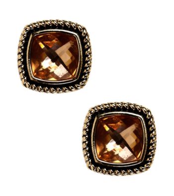 Napier® Goldtone and Peach Button Stud Pierced Earrings