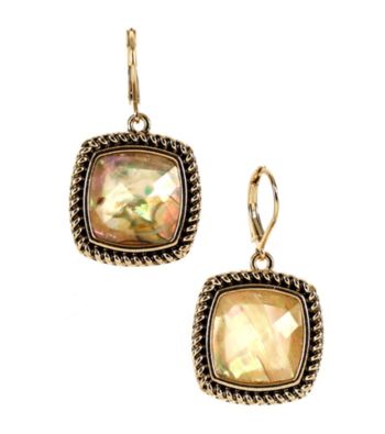 Napier® Goldtone & Multi Colored Brown Peach Leverback Drop Earrings