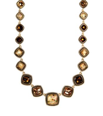Napier® Goldtone Multi Colored Brown Peach Collar Necklace