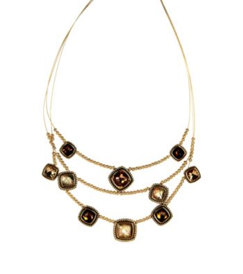 Napier® Goldtone Multi Colored Brown Peach Illusion Necklace