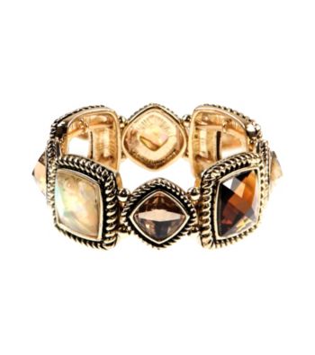Napier® Goldtone Multi Colored Brown Peach Stretch Bracelet