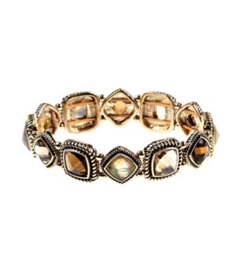 Napier® Goldtone Multi Colored Brown Peach Stretch Bracelet