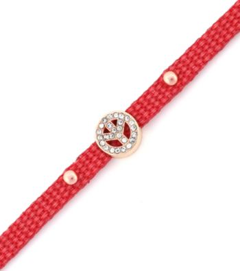BCBGeneration™ Red Canvas and Rose Goldtone Peace Mini Bracelet