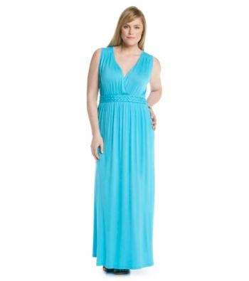 Relativity® Plus Size Solid Empire Braided Maxi Dress
