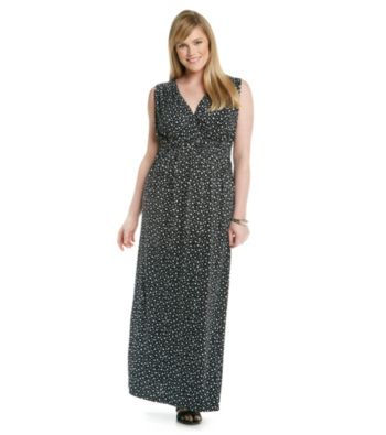 Relativity® Plus Size Printed Empire Braided Maxi Dress
