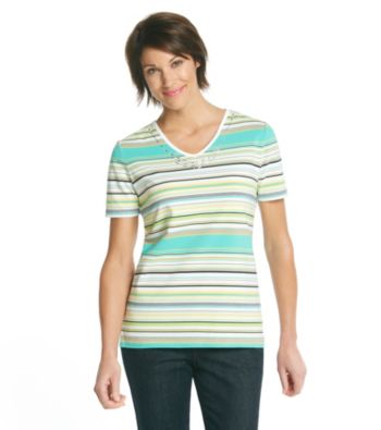 Breckenridge® V-Neck Embellished Stripe Tee