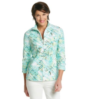 Breckenridge® Petites' Printed Knit Zip Jacket
