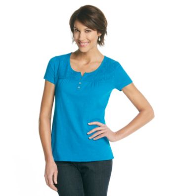 Studio Works® Lace Yoke Split Henley Top