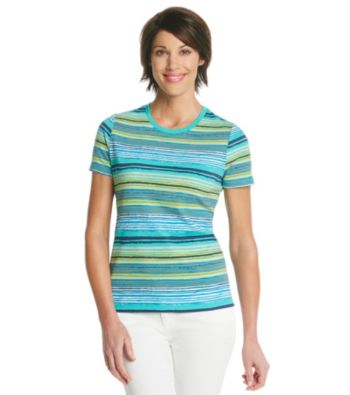Studio Works® Petites' Striped Printed Crew
