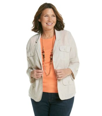 Studio Works® Plus Size Four Pocket Linen Blazer