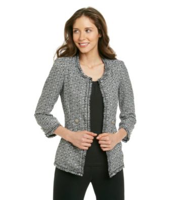 NY Collection Frayed Boucle Jacket