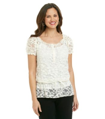 NY Collection Two Piece Lace Knit Top