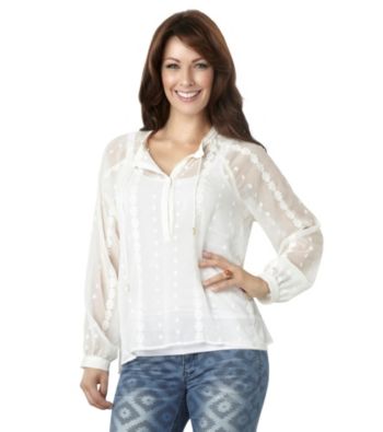 Democracy Sheer Tie Front Blouse