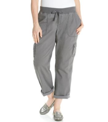 Ruff Hewn Plus Size Knit Waistband Cargo Crop