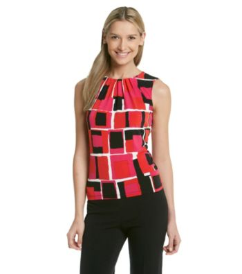 Calvin Klein Printed Pleat-Neck Cami