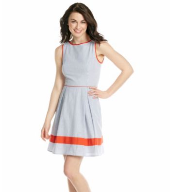 Jessica Simpson Seersucker Piped Cotton Dress