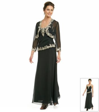 J Kara® Long Beaded Dress with Jacket