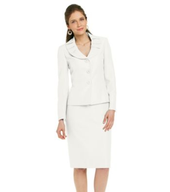 Le Suit Plus Size Shawl Collar Jacket with Skirt
