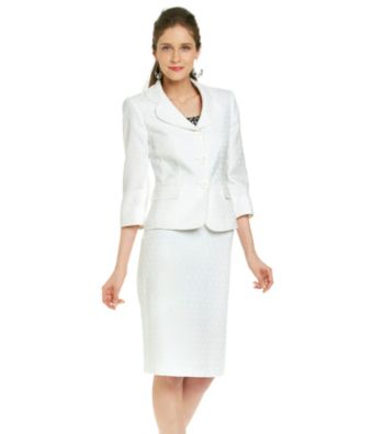 Le Suit® Jacquard Notch Collar Jacket with Skirt