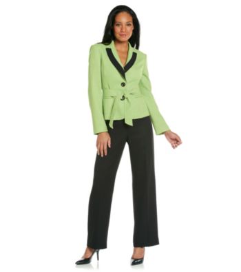 Le Suit® Plus Size Inset Waist Jacket and Pant Suit